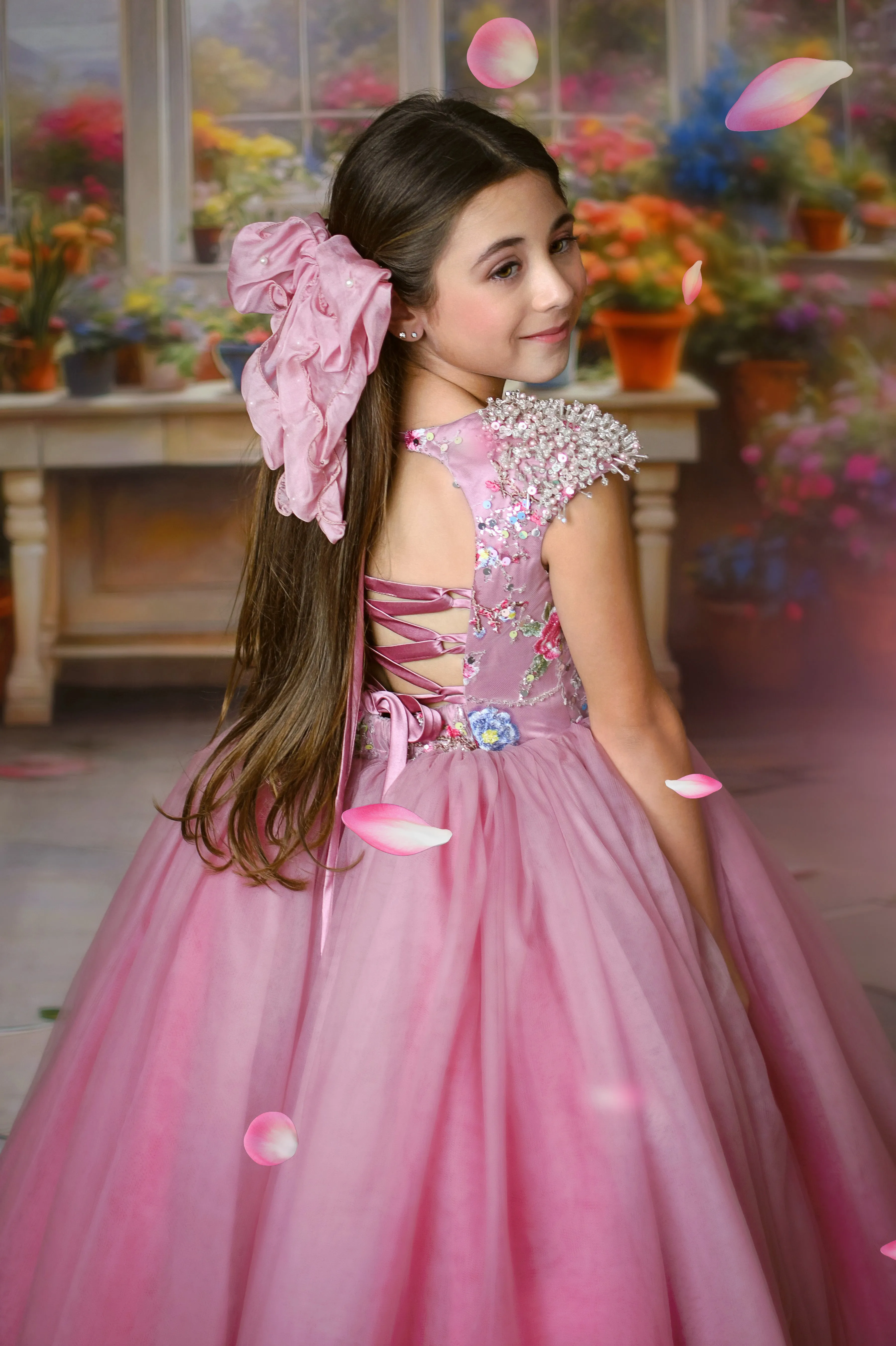 Asha Gown | Floor-Length Gown and Detachable tulle wristlet  4 year - 5 year