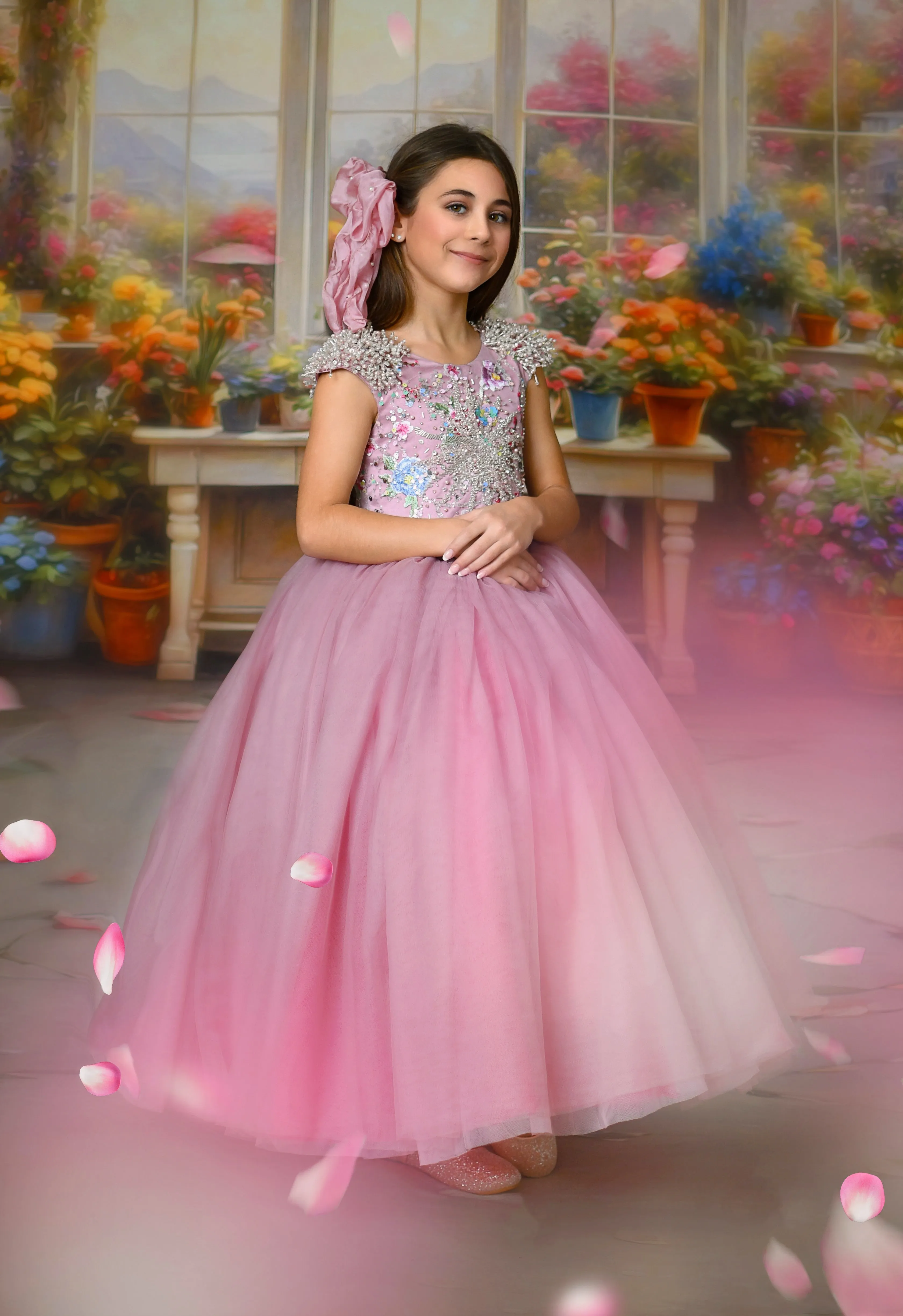Asha Gown | Floor-Length Gown and Detachable tulle wristlet  4 year - 5 year