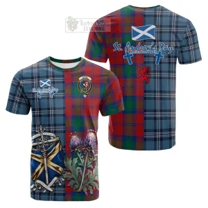 Byres (Byses) Tartan Cotton T-shirt Happy St. Andrew's Day Half Tartan Style