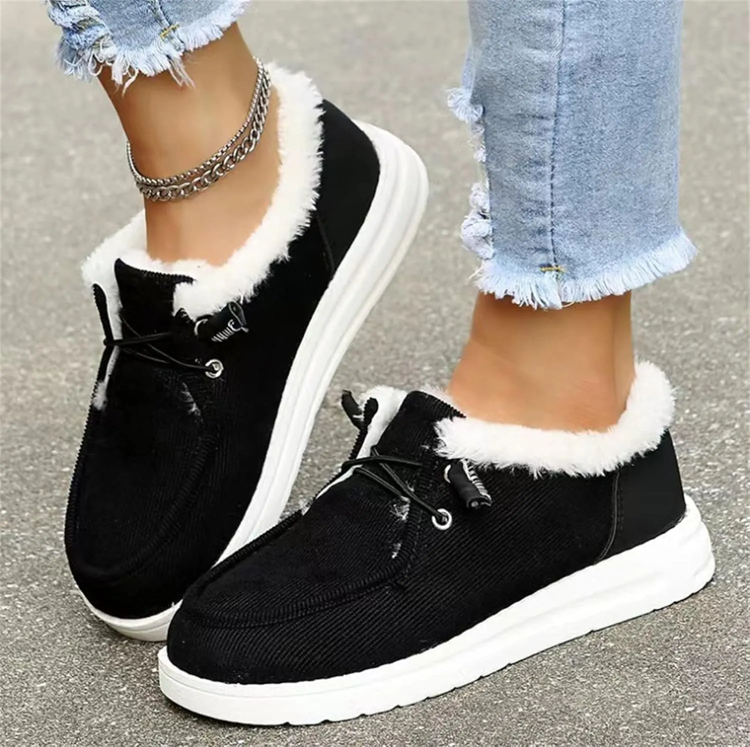 Cute Winter Boots For Women Fashion Snow Ankle Booties Fur Lining Warm Casual Comfortable Fuzzy Loafers Shoes 2024