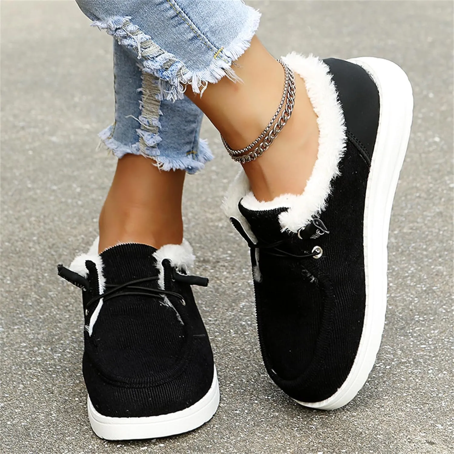 Cute Winter Boots For Women Fashion Snow Ankle Booties Fur Lining Warm Casual Comfortable Fuzzy Loafers Shoes 2024