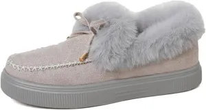 Ladmiple Winter Boots For Women Wide Width Snow Boots Warm Ankle Booties Slip On Outdoor Fur Lined Comfort Walking Shoes