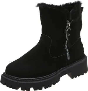 Ladmiple Winter Boots For Women With Fur Lined Snow Boots Slip on Comfortable Lightweight Cold Weather Warm Ankle Booties