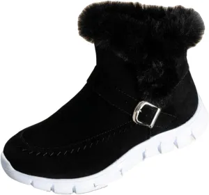 Lausiuoe Boots For Women Ankle Booties Warm Fur Lined Snow Winter Boots Comfortable Short Booties Casual Trendy Loafers Shoes
