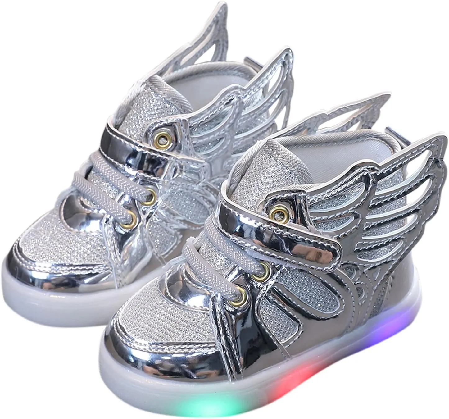 Little Kid Boys Girls 3 Colors LED Light Luminous Sports Shoes Toddler Sneakers Athletic Wings Trainers High-top Shoes