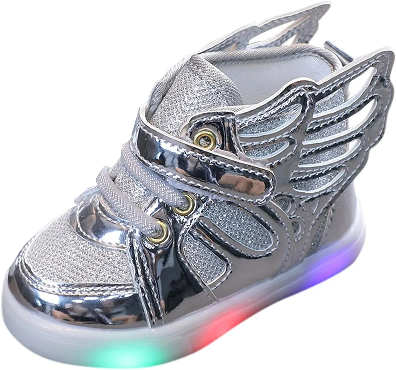 Little Kid Boys Girls 3 Colors LED Light Luminous Sports Shoes Toddler Sneakers Athletic Wings Trainers High-top Shoes