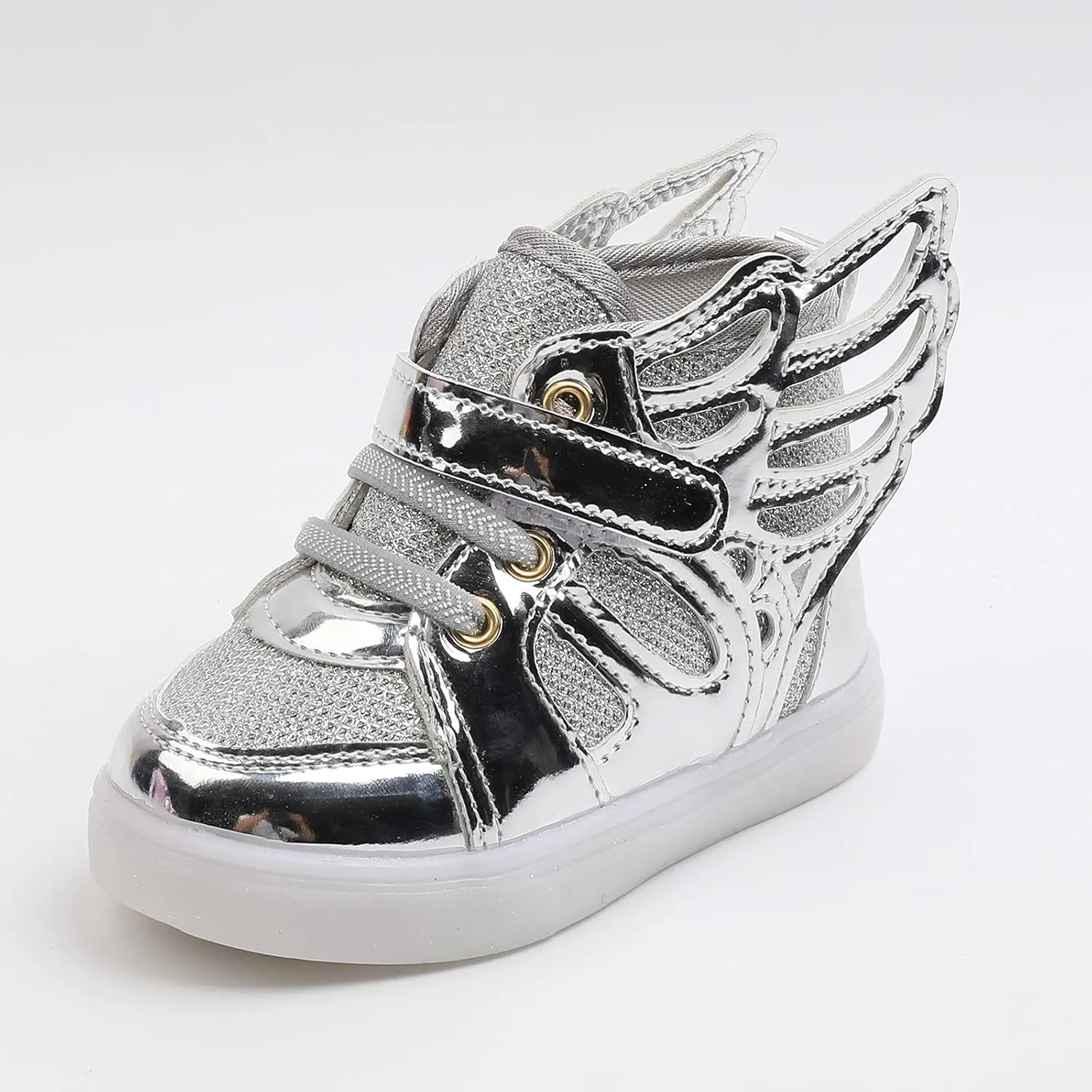 Little Kid Boys Girls 3 Colors LED Light Luminous Sports Shoes Toddler Sneakers Athletic Wings Trainers High-top Shoes