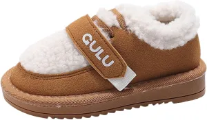 Snow Sneakers for Boys Girls, Suede Platform Warm Fr Lined Fashion Slip-on Comfortable Winter Flat Creature Boots