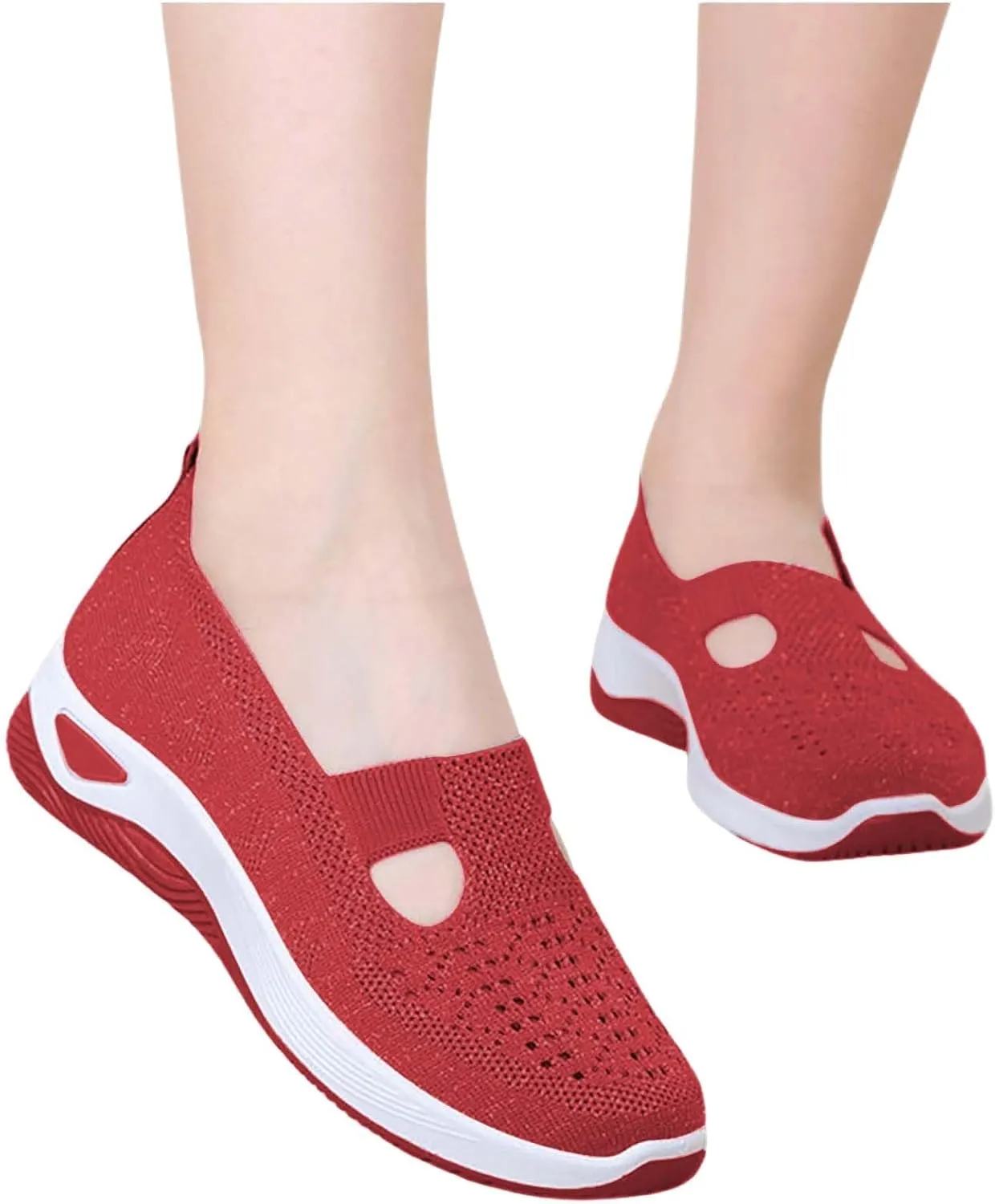 Women's Woven Orthopedic Breathable Soft Shoes Tennis Shoes Womens Comfortable Women Casual Shoes Walking Sneakers White Tennis Shoe Loafers Casual Slip On
